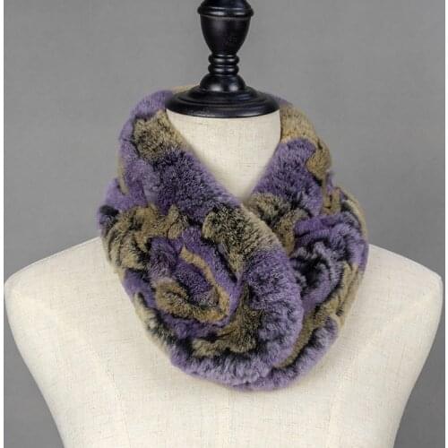 Women Real Rex Rabbit Knitted Fur Scarf Luxury Womens Winter Scarves 2018 Russia Scarf Ladies Warm Fashionable Womens Scarfs