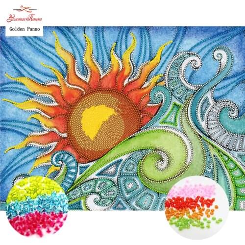 Golden Panno,beads,Needlework,DIY,bead Cross stitch ,Embroidery stitch,Precise Printed painting,sun Pattern 09