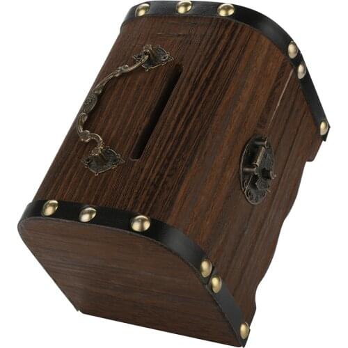 1PC Wooden Piggy Bank Safe Money Box Savings Wood Carving Handmade Vintage Retro Child Cash Coin storage box