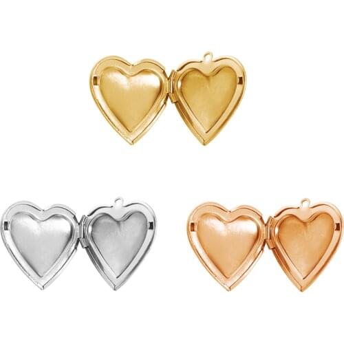 10pcs/Set Stainless Steel Mirror Polish Heart Photo Frame Charms Pendant DIY Picture Locket for Jewelry Making
