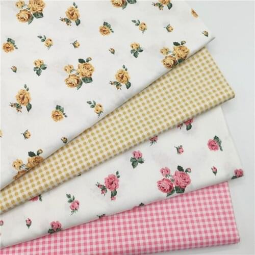 Rosy Flower 100% Cotton Fabric DIY Cotton Patchwork Fabric for Baby Quilting Cloth Sewing Bed Sheet Cotton Making Cloth