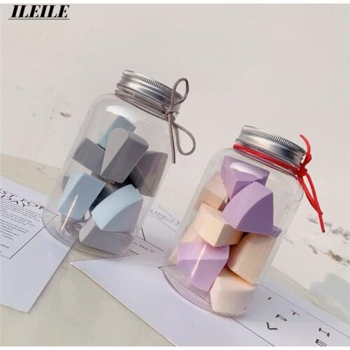 12PCS Pro Foundation Sponge Powder Puff Cosmetic Smooth Cream Blending Multi Shape Face Beauty Makeup Tool Set with Bottle