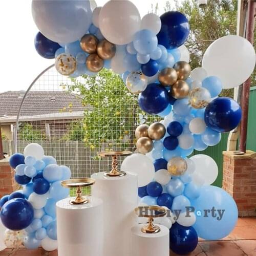 118Pcs Baby Shower Boy Blue White Balloons Garland Arch Metallic Gold Confetti Ballon 30Th Birthday Party Decoration Backdrop