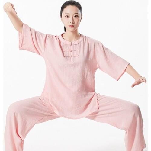 2021 Summer Traditional Chinese Style Clothing Women Tai Chi Uniform Morning Exercise Kung Fu Martial Arts Wing Chun Suit 12441