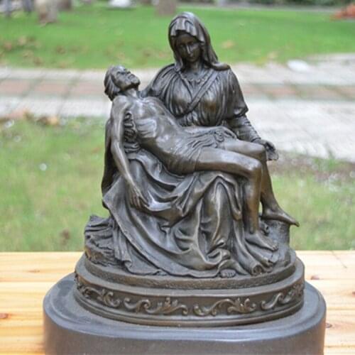 27CM Large 2020 home LIVING ROOM TOP Decor ART the Madonna Virgin Mary mother Jesus Christ bronze statue sculpture Ornament