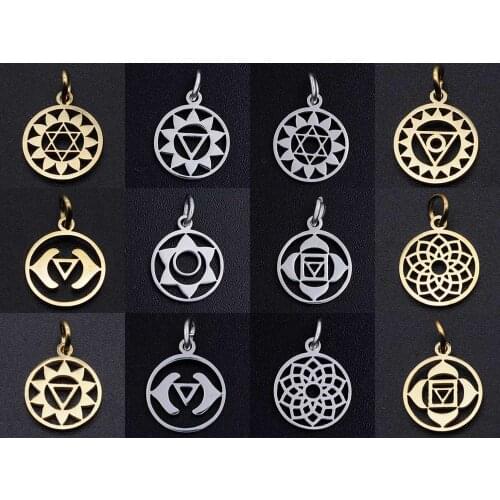 5pcs/lot 7 Chakra Yoga Stainless Steel Jewelry Pendant DIY Charms Wholesale Never Rust OEM Order Accepted Factory Store