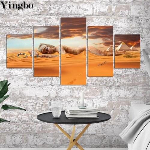 Desert pyramid Diy Diamond Painting cross-stitch Queen of Egypt 5D Full Drill Mosaic Diamant Embroidery 5 Pcs home decoration