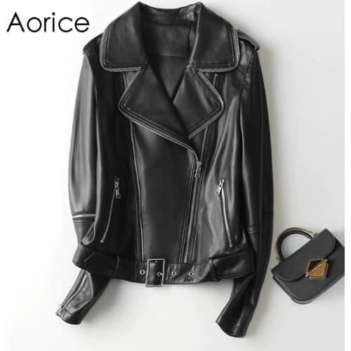 Aorice Women Real Leather Jacket Coat Female Genuine Sheep Skin Jackets Coats A10878