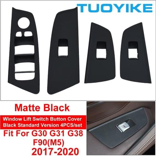 Car Black Interior Moulding Window Lift Switch Button Cover Panel Trim For BMW 5-series G30 G31 G38 M5 F90 525 528 530 540 Li