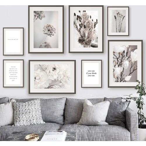 Flower Peony Tulip Magnolia Lavender Grass Wall Art Canvas Painting Nordic Posters And Prints Wall Picture For Living Room Decor