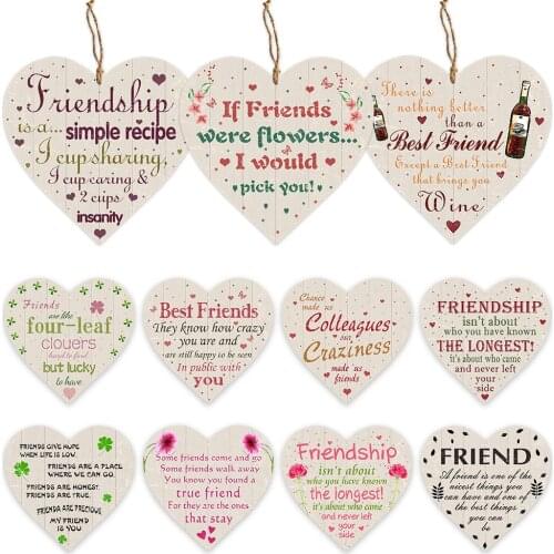 Heart Shape Wooden Hanging Sign Best Friend Wood Plaque Home Decor Friendship Gift