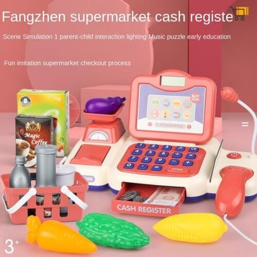 Childrens Supermarket Shopping Cash Register Toy Baby Play House Simulation Cash Register Set Gifts for Boys and Girls