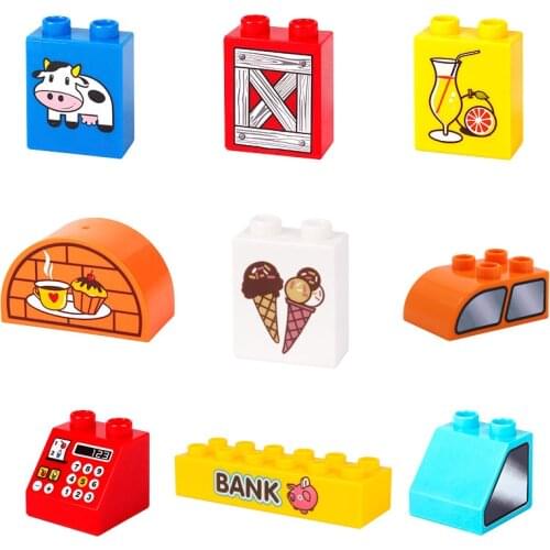 Lovely Cartoon Pattern Basic Bricks Big Building Blocks Accessory DIY Creative Child Toys Gift Compatible With Duplo Scenes Set