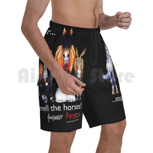 Copy Of Copy Of Fergus : Life Is Short... Stop And Smell ( White Font ) Beach Shorts Men Beach Pants Swim Trunks