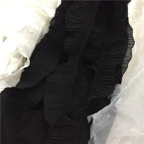 1Yards Chiffon Lace Fabric 5.5cm Elastic Laces White Guipure Lace Trim Fabric Sewing Black Applique Lace Ribbon dentelle PQ23