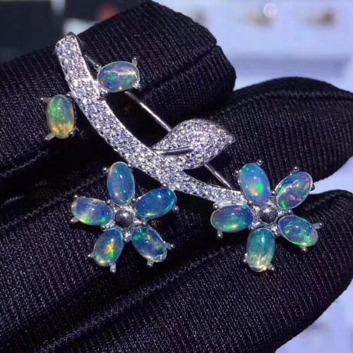 Change color, natural opal brooch, 925 silver, beautiful color, Australian opal, natural gemstone