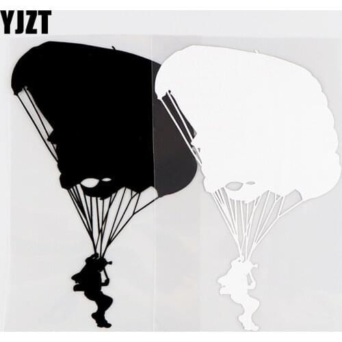 YJZT 10.5X16CM Skydiving Sport Extreme Parachute Vinyl Car Sticker Decal Art Mural Black / Silver 10A-0320