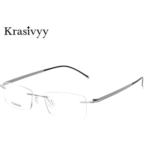 Krasivyy Titanium Glasses Frame Men European Business Design Rimless Optical Prescription Eyeglasses for Women Screwless Eyewear