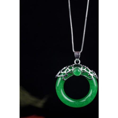 100% REAL GREEN JADE PENDANT WITH 925 STERLING SILVER PENDANTS NECKLACE ADD CHAIN STERLING SILVER JEWELRY JADE NECKLACE