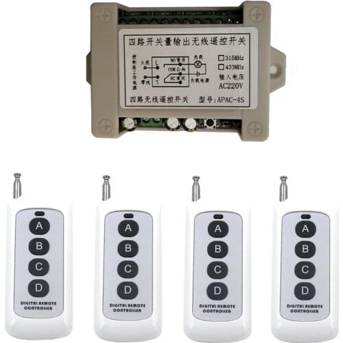 500M Range High Power 10A Relay Module AC 220V 4 CH 4CH Smart Wireless Remote Control Switch RF Transmitter Receiver 315 433 MHZ