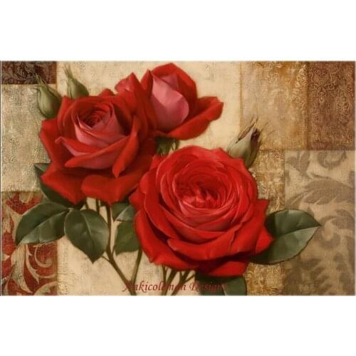 Needlework for embroidery Crossing stitch DIY DMC High Quality - Counted Cross Stitch Kits 14 ct Oil painting - Red Roses II