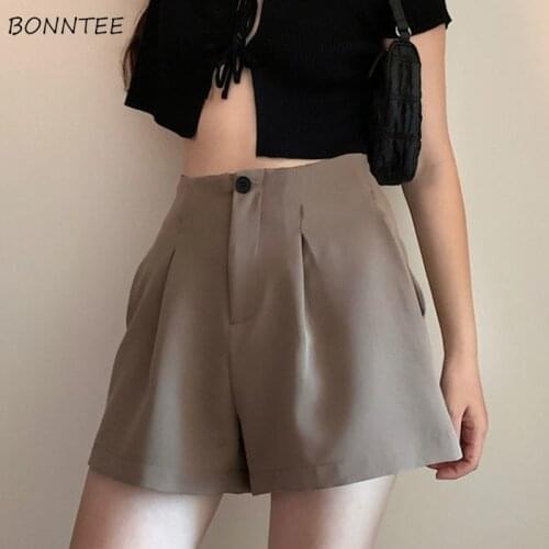 Shorts Women Solid Summer Thin Loose Simple Office Korean Casual Daily All-match Cool College Sweet Empire Harajuku High Street