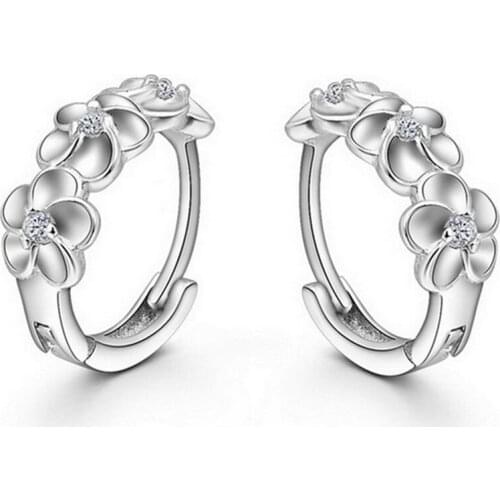 Temperament Camellia zircon earrings Prevent allergy Earring buckle girls women nickel-free trendy fashion jewelry