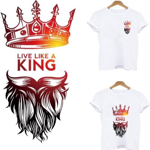 Iron-on transfers for clothing Crown Lion stripes thermo stickers on clothes heat-sensitive patches custom patch free shipping