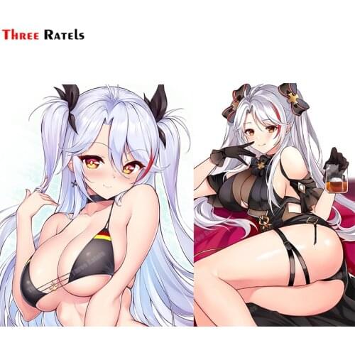 Three Ratels A387 Prinz Eugen And Prinz Eugen Azur Lane Cute Sexy Anime Girl Sticker For Room Wall&Toilet Mirror PVC Auto Decal