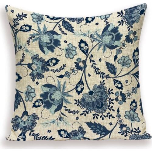 Vintage Flower Cushion Covers Crane Floral Home Decorative Pillows Cases Home Decor Sofa Pillow Cover Linen Cushions Case Cojin
