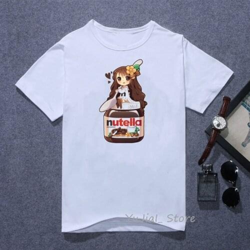 Nutella Kawaii Print T Shirt Women 90s Harajuku Ullzang Fashion T-shirt Graphic Cute Cartoon Tshirt Korean Style Top Tees Female