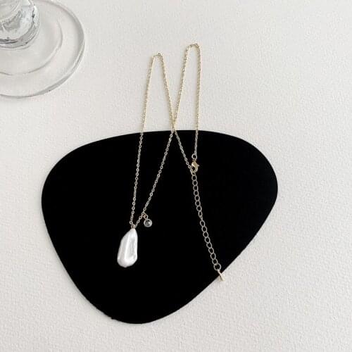 TIMEONLY Delicate Waterdrop Imitation Pearl Pendant Necklaces for Women Ladyshinning Crystal Small Link Chain Necklace Jewelry