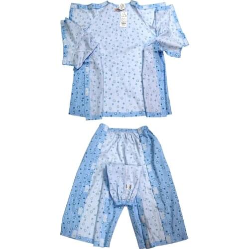 1 Suit Cotton Short Sleeves Suit Nursing Tops and Pants for Patients M-XXL