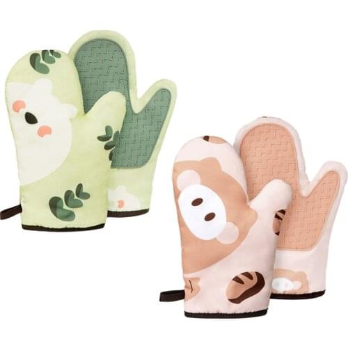 1Pair Oven Mitts Barbecue Gloves Baking Gloves Anti-Hot Kitchen Gloves Kitchen Cooking Tool Washable Skin Protection