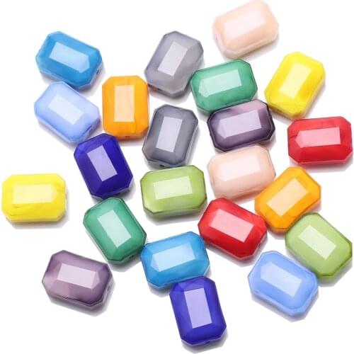 10Pcs Faceted Glass Flat Beads Blue 13x18mm Natural Stone Long Square Beaded For DIY Making Charms Earing Crystals Jewelry