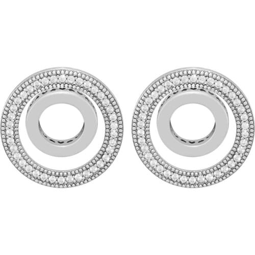 100% 925 Sterling Silver Earring Clear CZ Forever Signature Stud Earrings for Women Girl Wedding Fashion Jewelry brincos