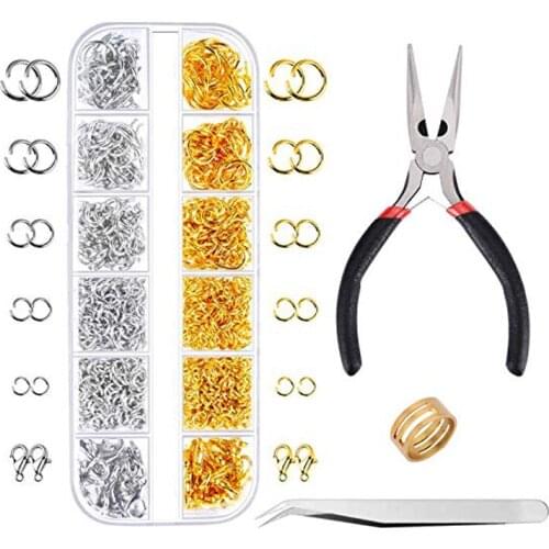 1200Pcs Open Jump Rings and Lobster Clasps Jewelry Findings Kit with Pliers for Jewelry Making (Silver and Gold) Accessories