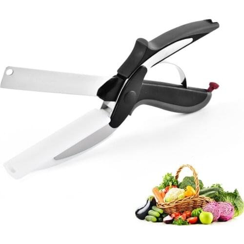 2 In 1 Food Chopper Stainless Steel Knife Food Scissors Vegetable Slicer Fruit Cutter Kitchen Food Shears Scisso Baby Food Cut