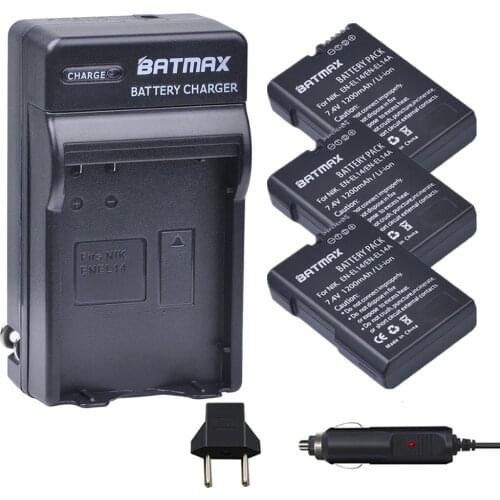 3pcs EN-EL14 bateria EN-EL14a EL14 EN EL14 Battery+Car Charger+EU plug for Nikon P7800 P7000 D5500 D5300 D5200 D3300 D5600 D3400