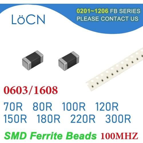 4000PCS 0603/1608 100MHZ SMD Ferrite Beads 70R 80R 100R 120R 150R 180R 220R 300R Chip Inductor Multilayer 25% High Quality