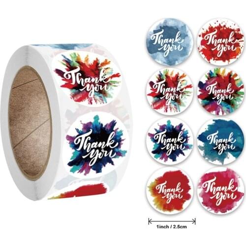 500pcs/roll Round Thank You Stickers Scrapbooking For Package Seal Labels Custom Sticker Decoration Wedding Sticker