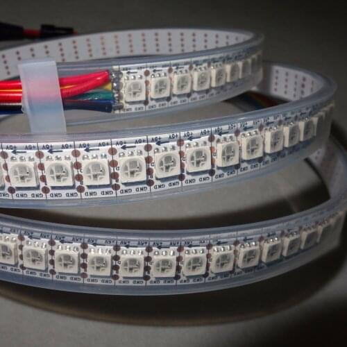 Addressable 2m 144LEDs/m DC5V WS2813 RGB full color led pixel strip;waterproof in silicon tube;IP66,with 144pixels/M;WHITE PCB