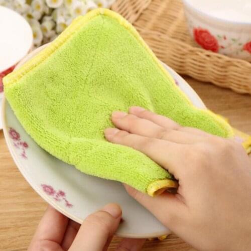 Basupply 1Pc/4Pcs Absorbable Microfiber Cleaning Cloth Dish Washing Towels Home Glass Table Durable Scouring Pads Cleaning Tool