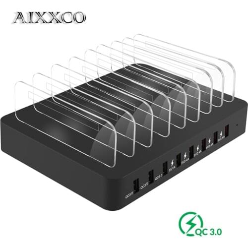 AIXXCO 3 Quick charger 3.0 22A 110W 6-Port USB Charging Station Dock USB Charger Hub Fast USB Charging Dock