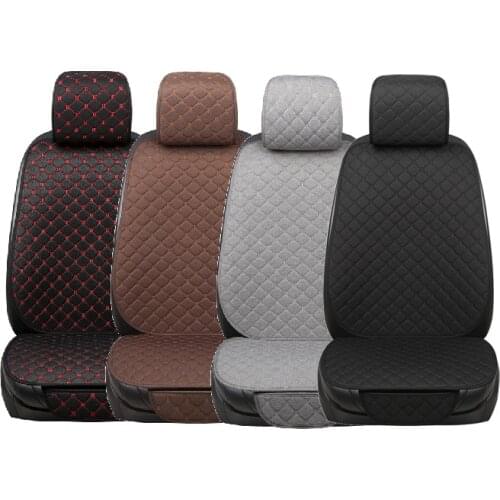 Flax Car Seat Cover Front Backrest Hat Linen Fabric Cushion Breathable Protector Mat Pad Fit Automotive interior Truck Suv Van