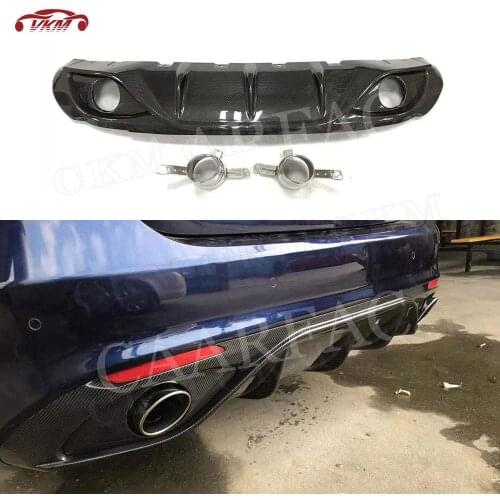 Carbon Fiber Material Rear Bumper Lip Trunk Diffuser with Exhaust Tip Reflectors Sport/Standard For Alfa Romeo Giulia 2016-2018