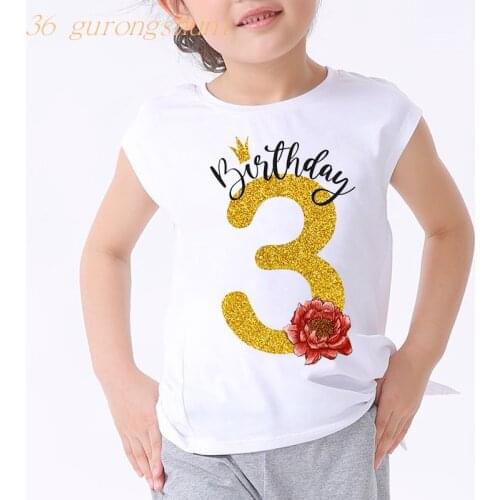 Happy Birthday Kid Clothing T Shirt Boys T Shirts Number 2 3 4 5 6 T-shirts Tops for Girls T-shirt Kids Tshirt Children Clothes