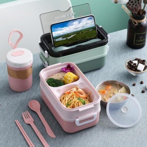 Leakproof Stainless Steel Leakproof Double-layer Detachable Lunch Box for Students