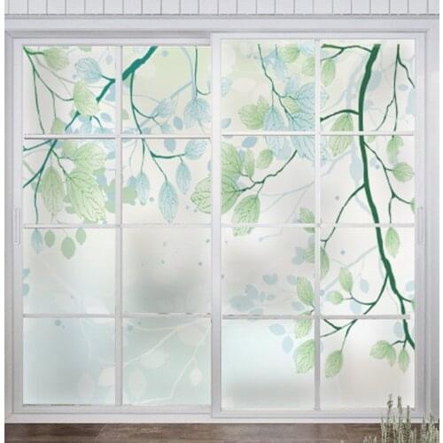 Custom Size Electrostatic Window Sticker Green Trees Decorative Privacy Protection Glass Film For Bedroom Bathroom Living Room
