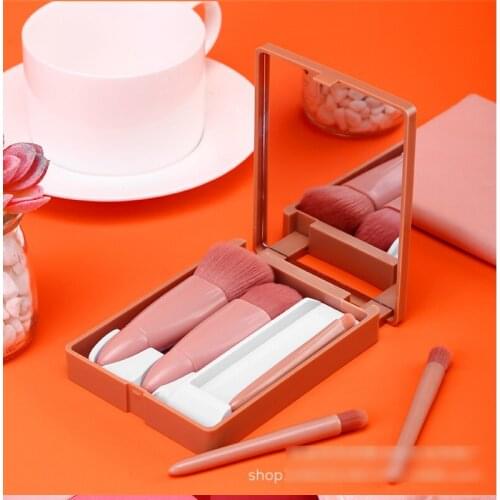 5 Pcs Makeup Brush Suit Contour Powder Foundation Eyebrow Concealer Highlight Eye Shadow Blush Convenient Mirror Make Up Tool